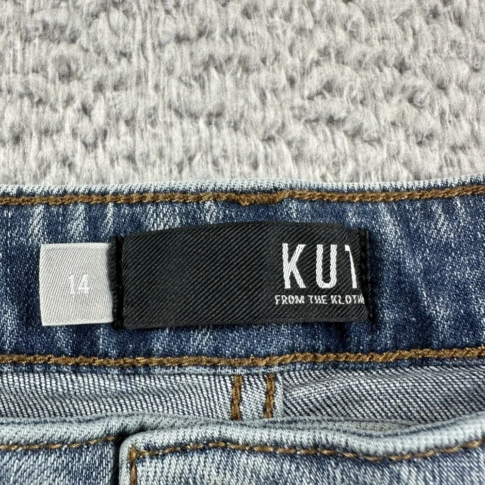 Kut From The Kloth Jeans Womens 14 Catherine Boyfriend Heavy Distress Rips Faded